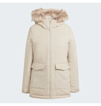Парка женская Adidas Hooded Fur Beige HZ5734