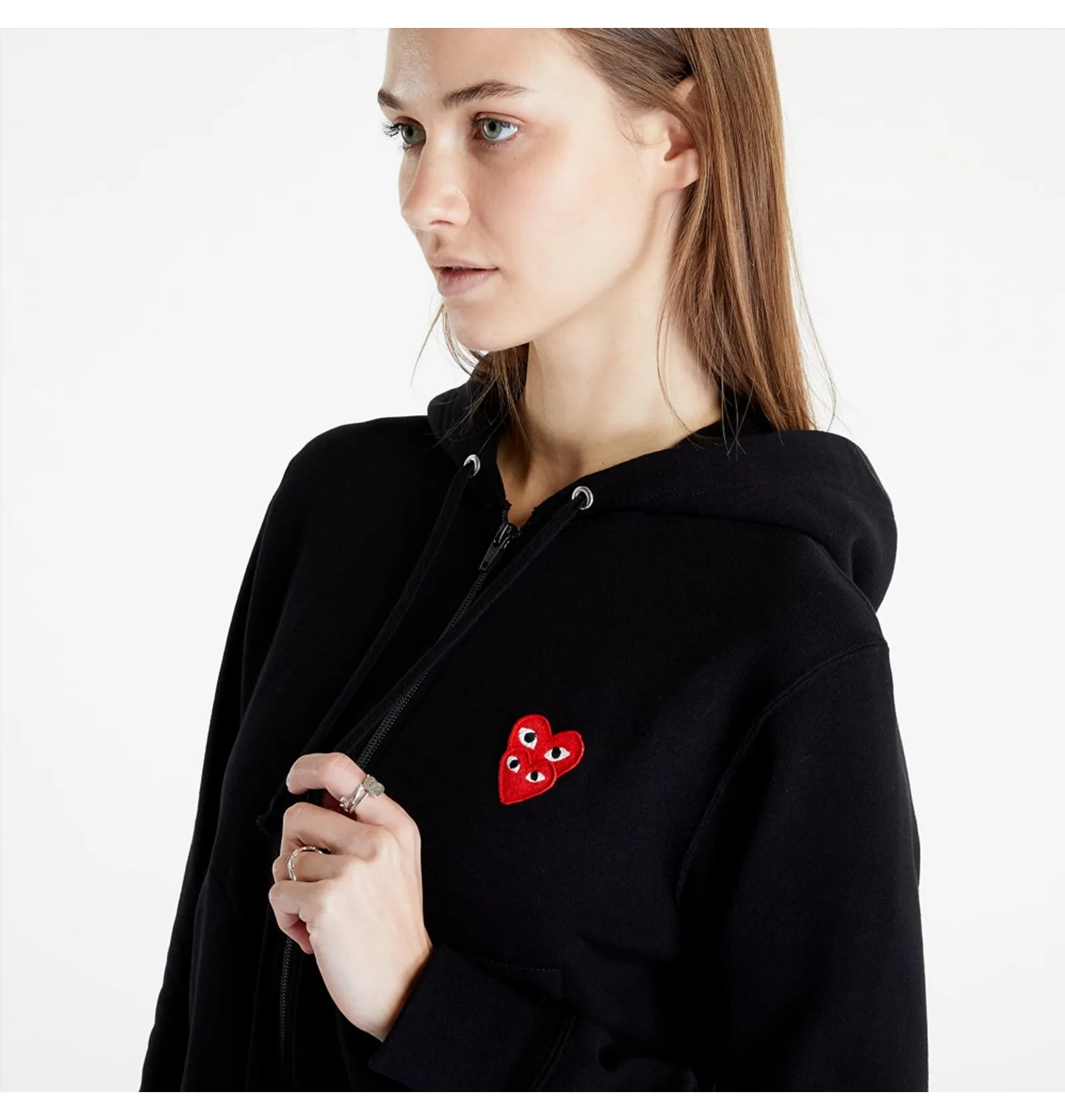 ᐉ Толстовка жіноча Comme des Garcons Play Double Heart Zip Hoodie