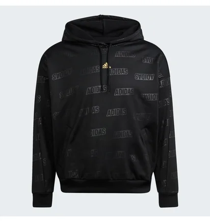 Худи женское Adidas Embossed Monogram Fleece Hoodie Black IM2586