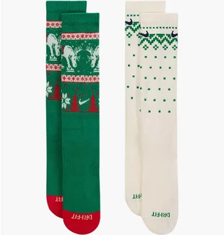 Носки Nike Everyday Plush Cushioned Winter Wonderland (2 пары) Green/White HV6939-901