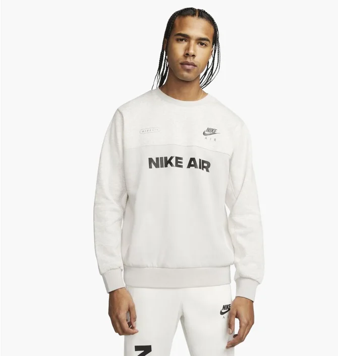 Свитшот мужской Nike Air Brushed Back Fleece Crew White Dm5207-012