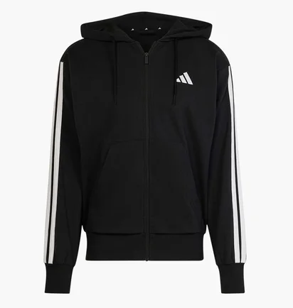 Толстовка мужская Adidas Essentials 3-Stripes French Terry Black JD1877