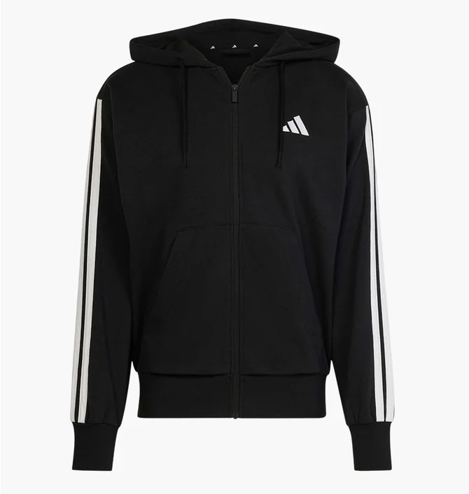Толстовка мужская Adidas Essentials 3-Stripes French Terry Black JD1877