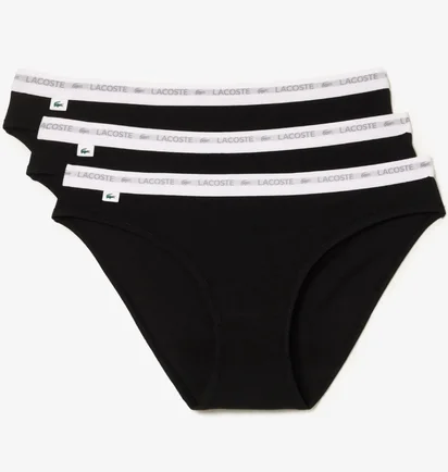 Трусики женские Lacoste Stretch Cotton Briefs (3 шт) Black 8F1338031