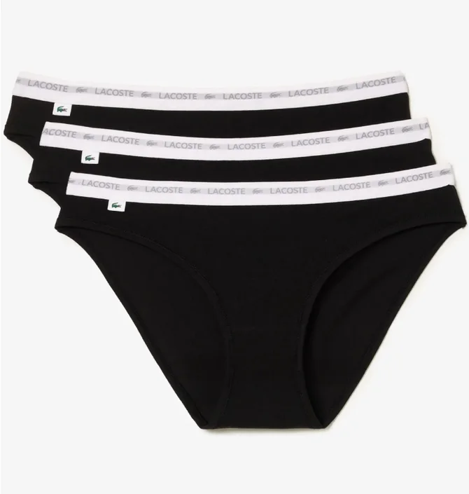 Трусики женские Lacoste Stretch Cotton Briefs (3 шт) Black 8F1338031