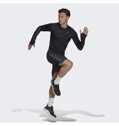 Лонгслив мужской Adidas Run Icon Full Reflective 3-Stripes Long Sleeve Tee Black HB7434