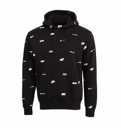 Худі чоловіче Nike Club Aop Po Hoody Black FB7434-010