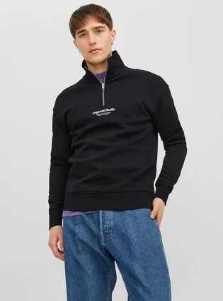 Світшот чоловічий Jack & Jones Vesterbro Quarter Zip Black 12241777