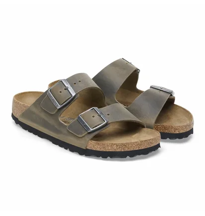 Тапочки жіночі BIRKENSTOCK Arizona Oiled Leather Faded Khaki Olive 1027022