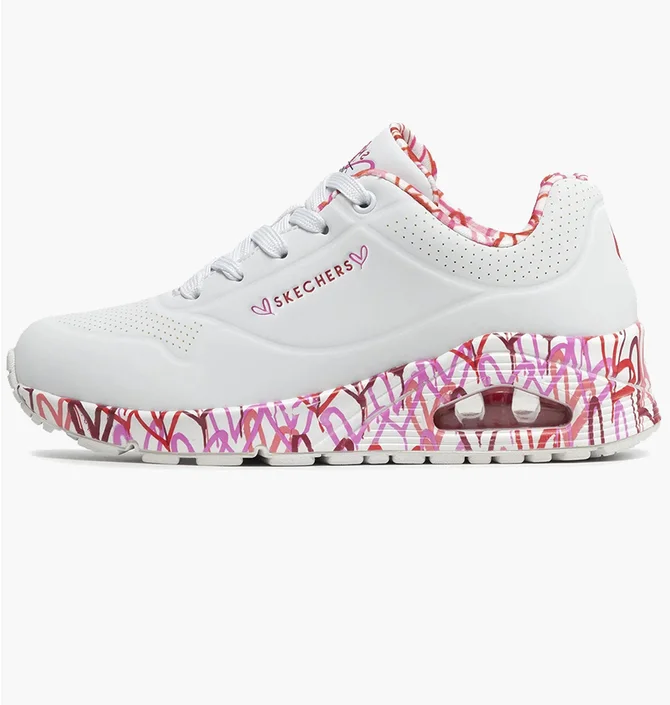 Кроссовки женские Skechers Uno Loving Love White 155506-WRPK