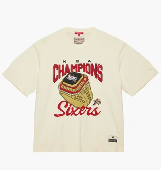 Футболка унисекс Mitchell & Ness Nba Melody Eshani Short Sleeve Tee Philadelphia 76Ers Beige 201315904