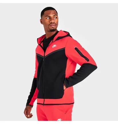 Толстовка чоловіча Nike Sportswear Tech Fleece Taped Full-Zip Hoodie Red/Black Dv0537-696