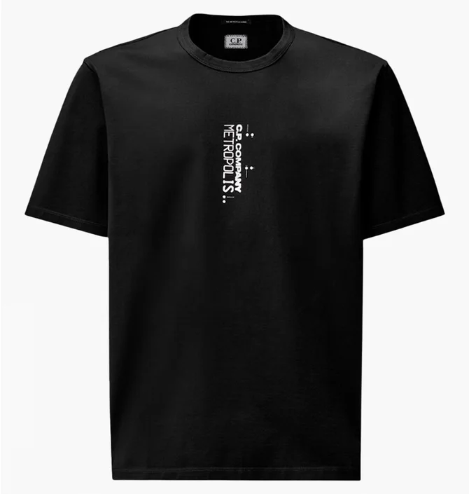Футболка мужская C.P. Company Metropolis Series Vertical Logo Black 19CLTS057A-006370W-999