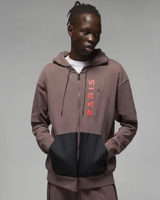 Толстовка чоловіча Air Jordan X Paris Saint-Germain Full Zip-Fleece Hoodie Brown Dn6150-291