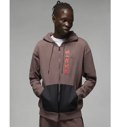 Толстовка мужская Air Jordan X Paris Saint-Germain Full Zip-Fleece Hoodie Brown Dn6150-291