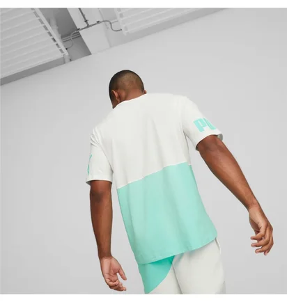 Футболка чоловіча Puma Power Colourblock White/Turquoise 673321-77