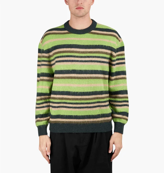 Свитер Metalwood Studio Striped Mohair Knit Green MWS24-15-101-DGRN
