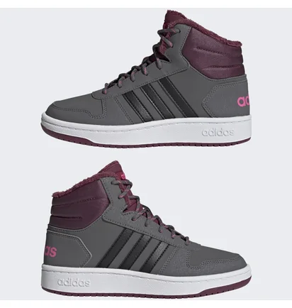 Кроссовки женские Adidas Hoops 2.0 Mid Grey/Bordo GZ7796
