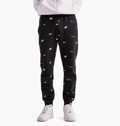 Штани чоловічі Nike Club Fleece Allover Print Brushed-Back Fleece Jogger Pants Black FB7437-011