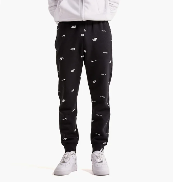 Штани чоловічі Nike Club Fleece Allover Print Brushed-Back Fleece Jogger Pants Black FB7437-011