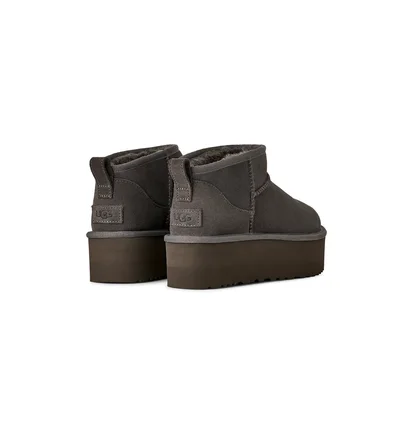Угги женские UGG Classic Ultra Mini Platform Grey 1135092-CHRC