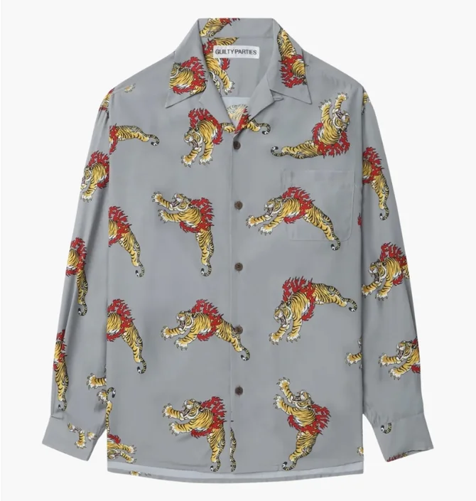 Сорочка унісекс wacko maria Hawaiian Grey 24FW-WMS-HI03