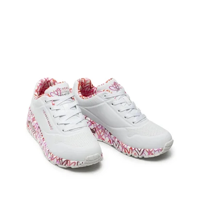 Кроссовки женские Skechers Uno Loving Love White 155506-WRPK