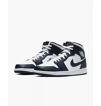 Кроссовки мужские Air Jordan 1 Mid White/Blue 554724-174