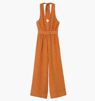 Комбинезон женский Mango Polka-Dot Long Jumpsuit Orange 37050423