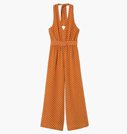Комбинезон женский Mango Polka-Dot Long Jumpsuit Orange 37050423
