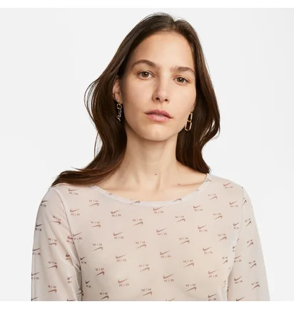 Платье женское Nike Nsw Air Aop Mesh Ls Dress Beige DV8249-292
