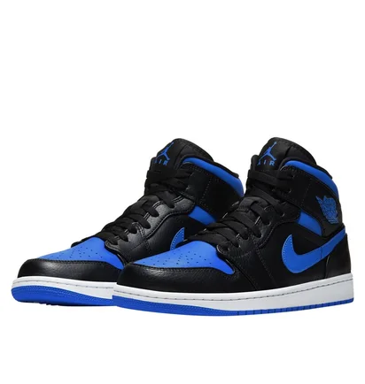 Кроссовки мужские Air Jordan 1 Mid Black/White/Hyper Royal 554724-068