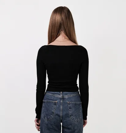 Топ женский H&M Square-Neck Crop Top Black 1189031002