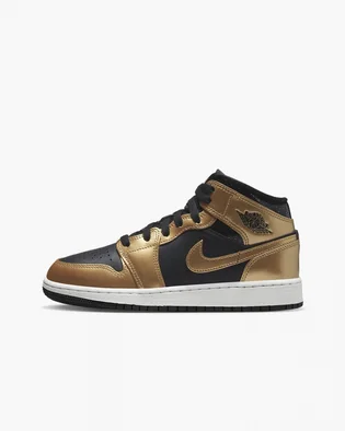 Кроссовки детские Air Jordan Retro 1 Mid Se Casual Shoes Metallic/Black Dr6967-071