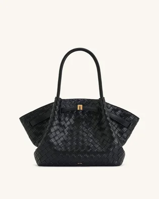 Сумка жіноча JW PEI Hana Medium Weave Texture Tote Bag Black BB2025BG119200JWP