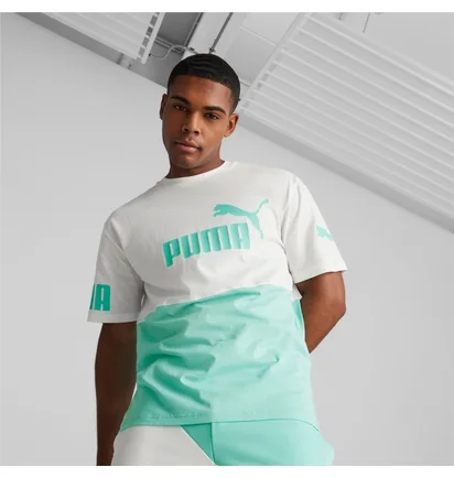 Футболка чоловіча Puma Power Colourblock White/Turquoise 673321-77