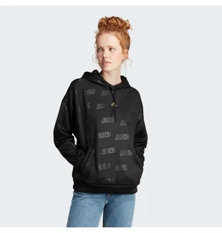Худи женское Adidas Embossed Monogram Fleece Hoodie Black IM2586