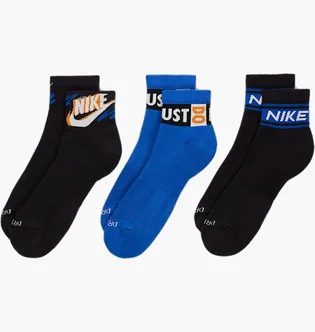 Носки Nike Everyday Plus Ankle (3 шт) Black/Blue HJ9378-902