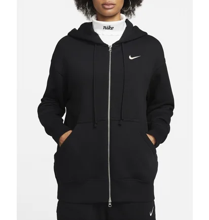 Толстовка женская Nike Nsw Phoenix Oversized Fleece Full-Zip Hoodie Black Dq5758-010