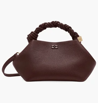 Сумка жіноча GANNI Brown Grained Small Bou Bag Bordo A727497900