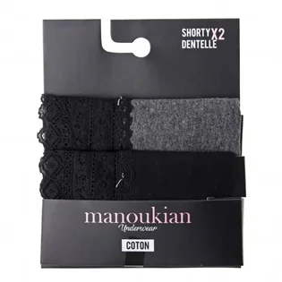 Трусики жіночі Manoukian Shorty Black/Grey (2 шт) 12890483-3