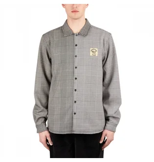 Рубашка унисекс Pleasures Chase Plaid Button Down Shirt Grey P22SP005-BLACK