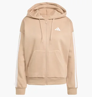 Толстовка жіноча Adidas Essentials 3-Stripes Full-Zip Fleece Sportswear Beige JX7706