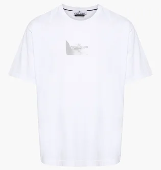 Футболка мужская Stone Island Reflective Badge Print T-Shirt White 80152RC88-V0001