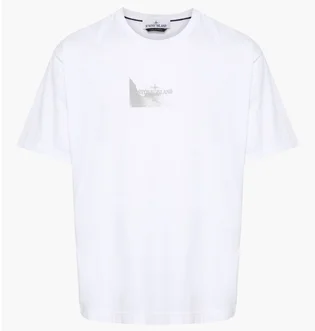 Футболка мужская Stone Island Reflective Badge Print T-Shirt White 80152RC88-V0001