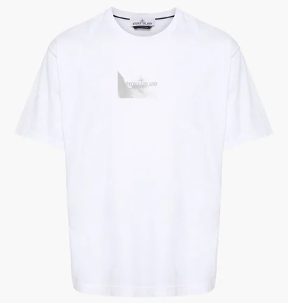 Футболка мужская Stone Island Reflective Badge Print T-Shirt White 80152RC88-V0001