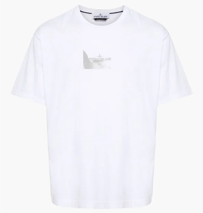 Футболка мужская Stone Island Reflective Badge Print T-Shirt White 80152RC88-V0001