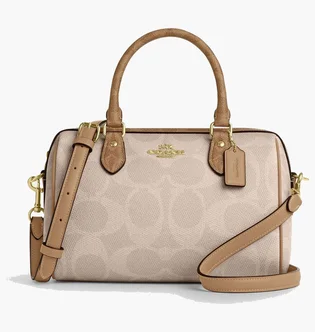 Сумка жіноча COACH Rowan Satchel Bag In Blocked Signature Canvas Beige CY679