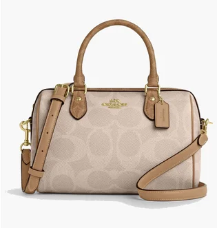 Сумка женская COACH Rowan Satchel Bag In Blocked Signature Canvas Beige CY679