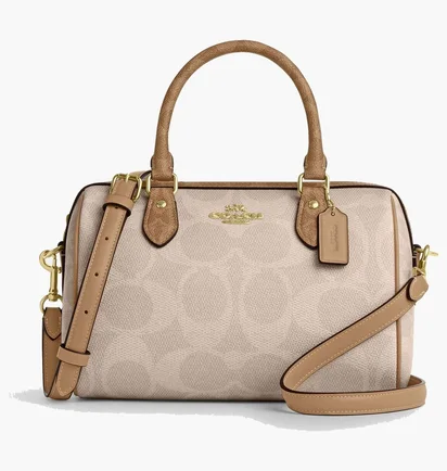 Сумка жіноча COACH Rowan Satchel Bag In Blocked Signature Canvas Beige CY679